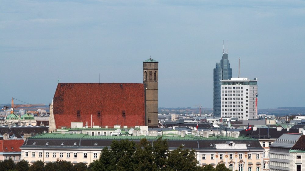 Vienna skyline with the Federal Chancellery and Minoritenkirche