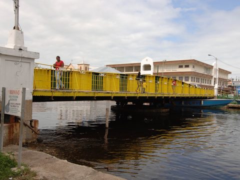 Swing Bridge over Haulover Creek in Belize City, Belize