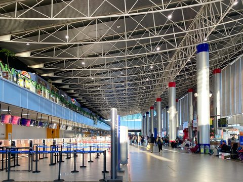 Main hall of El Alto International Airport serving La Paz, Bolivia