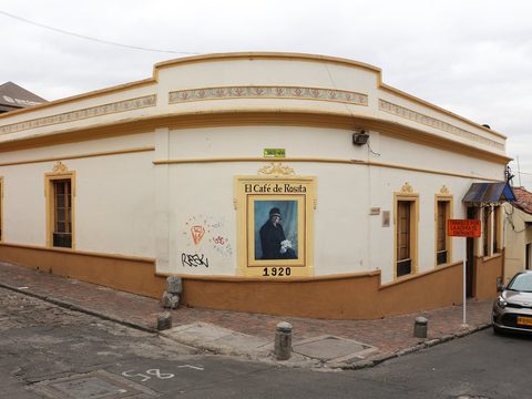 Corner of El Cafe de Rosita in the old La Candelaria district of Bogota