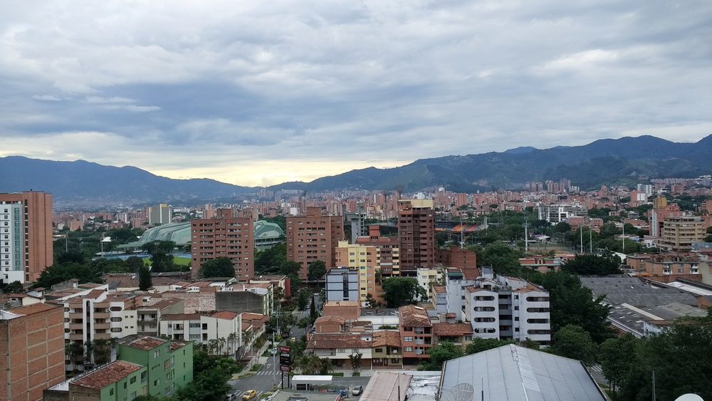 Medellin apartment blocks and hills seen from Los Colores