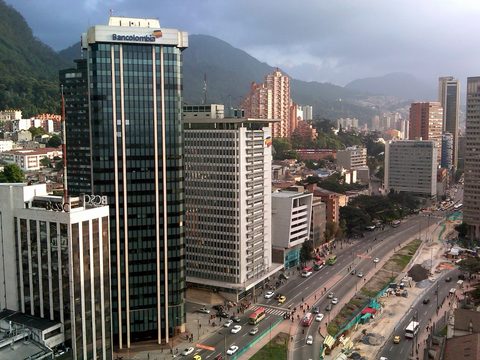 Bancolombia tower in Bogota's Centro Internacional district