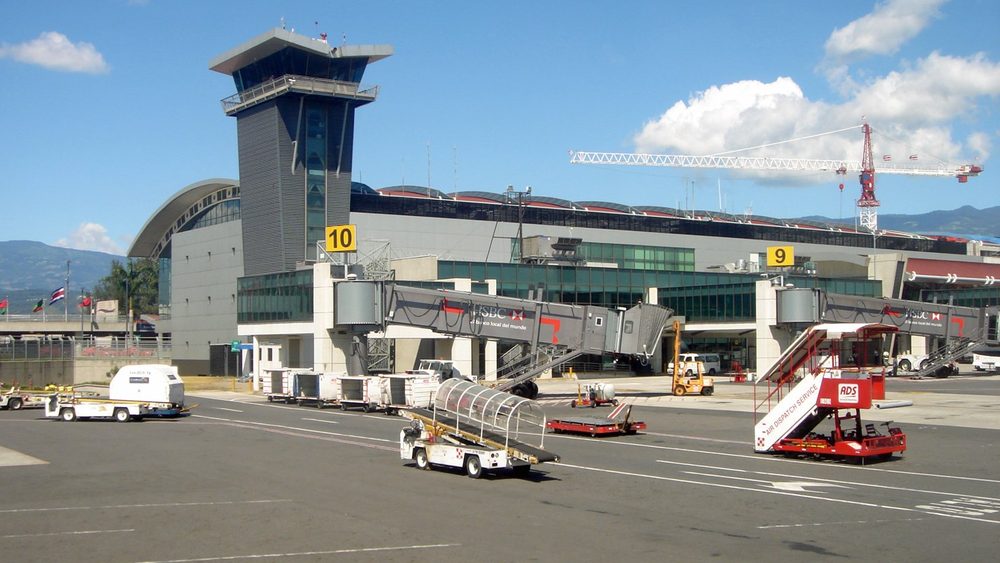 Juan Santamaria International Airport terminal and tower serving San Jose, Costa Rica