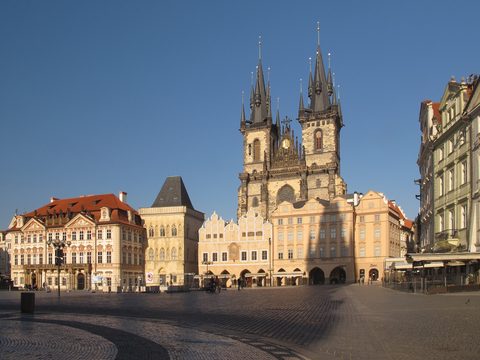 Old Town Square and the Church of Our Lady before Tyn in Prague, Czech Republic