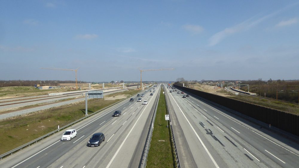 Koge Bugt motorway near Koge Nord station south of Copenhagen
