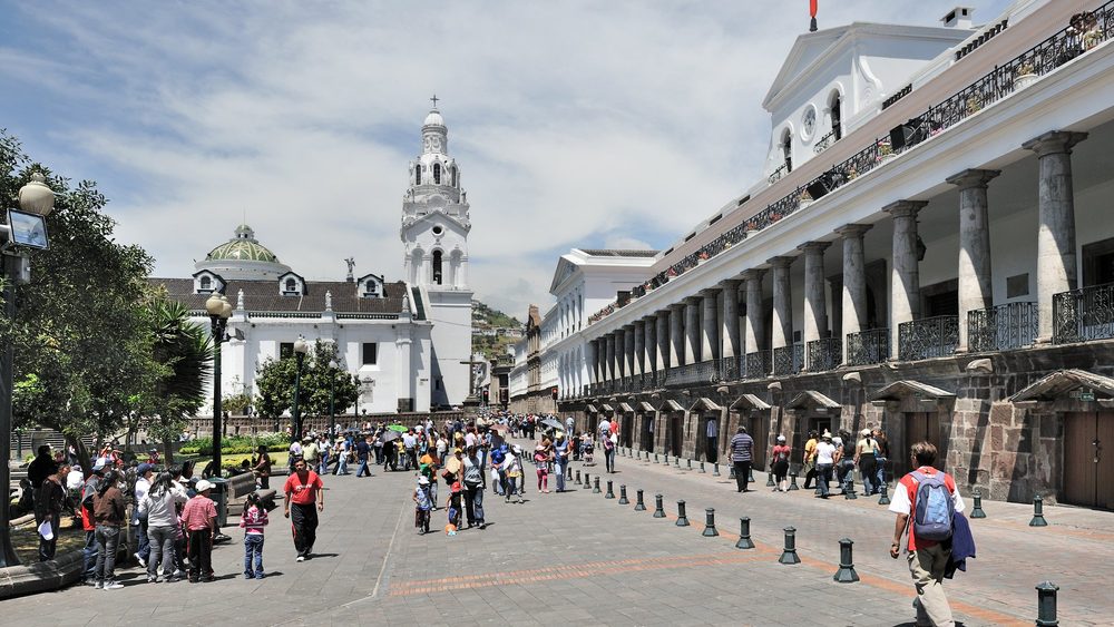 Plaza de la Independencia and the Carondelet Palace in Quito, Ecuador