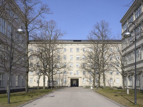 Laakso Hospital buildings in Helsinki on a spring day