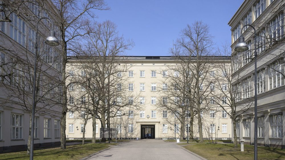 Laakso Hospital buildings in Helsinki on a spring day