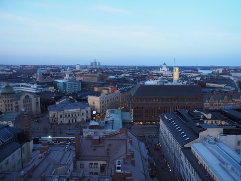 Rooftops of central Helsinki seen from Hotel Torni