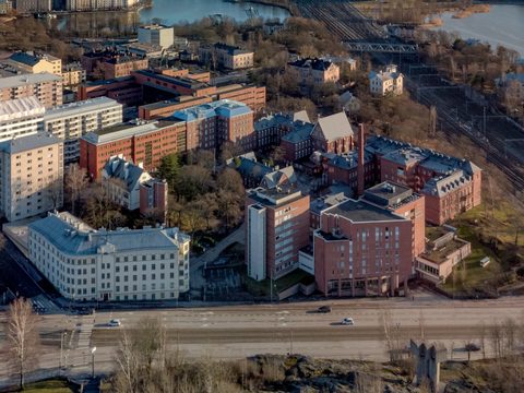 Aerial view of Helsinki apartment blocks in the Kallio area