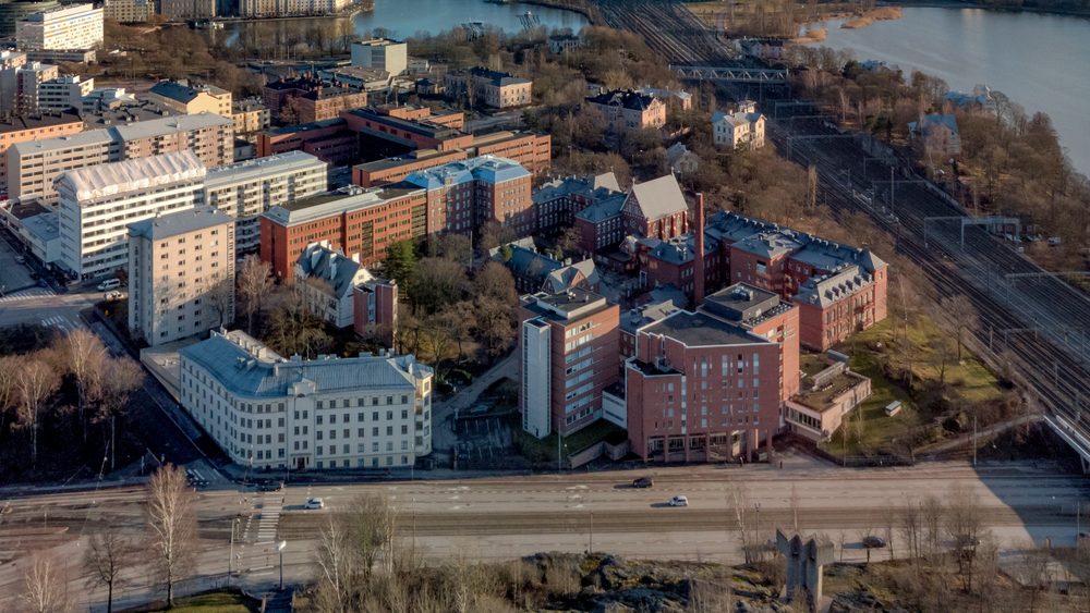 Aerial view of Helsinki apartment blocks in the Kallio area