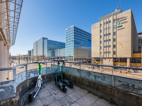 Tripla and Pasila office towers seen from Ratapihantie in Helsinki