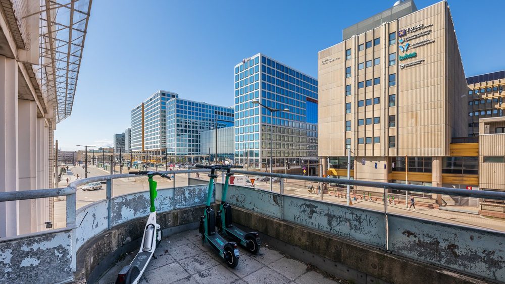 Tripla and Pasila office towers seen from Ratapihantie in Helsinki