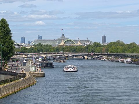 The Seine and Grand Palais seen from a Paris riverbank