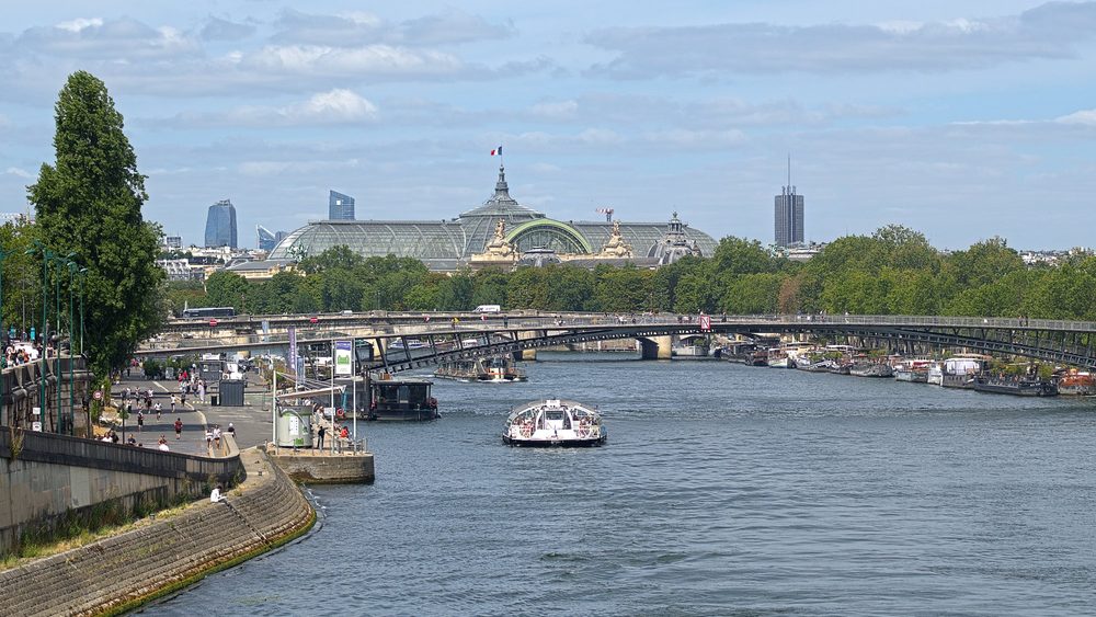 The Seine and Grand Palais seen from a Paris riverbank