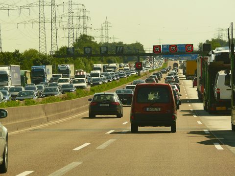 A5 autobahn heading toward Frankfurt near the Frankfurter Kreuz