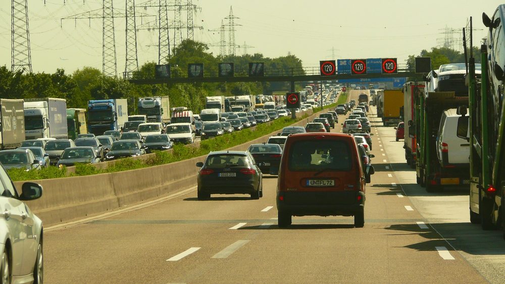 A5 autobahn heading toward Frankfurt near the Frankfurter Kreuz