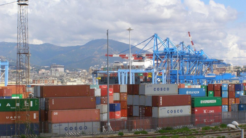 Container terminal at the Port of Genoa, Italy