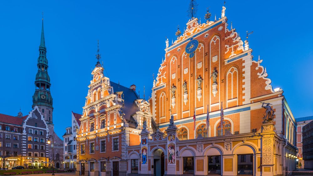 House of the Blackheads and St. Peter's Church tower in Riga old town