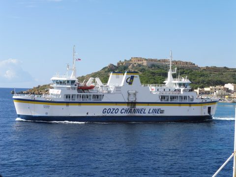 Gozo Channel Line ferry leaving Mgarr harbor on Gozo