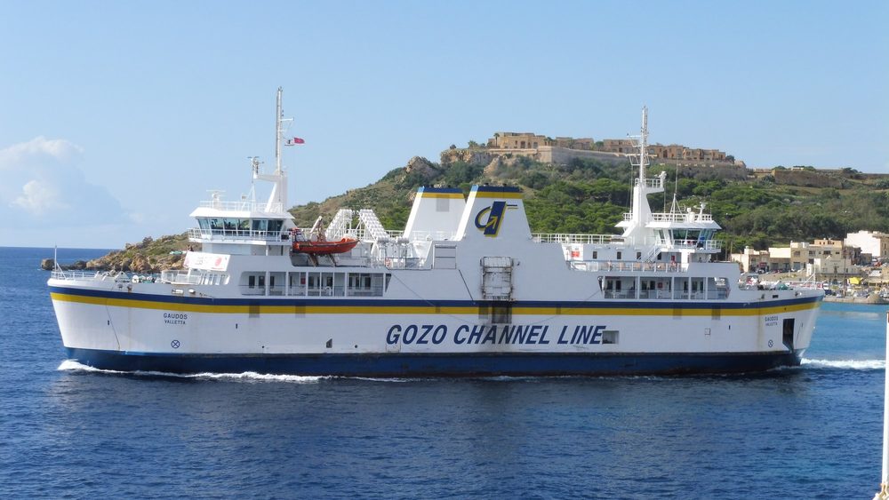 Gozo Channel Line ferry leaving Mgarr harbor on Gozo