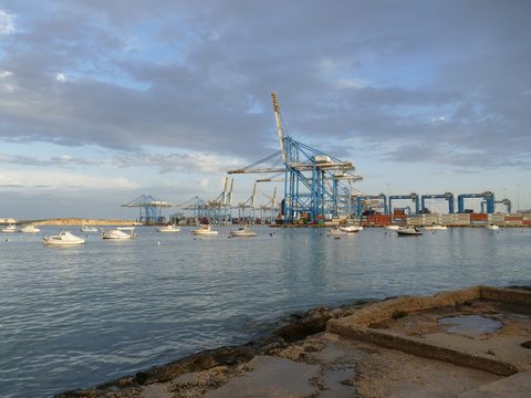Container cranes at Malta Freeport in Birzebbuga