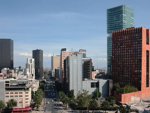 Avenida de la Republica and towers in central Mexico City