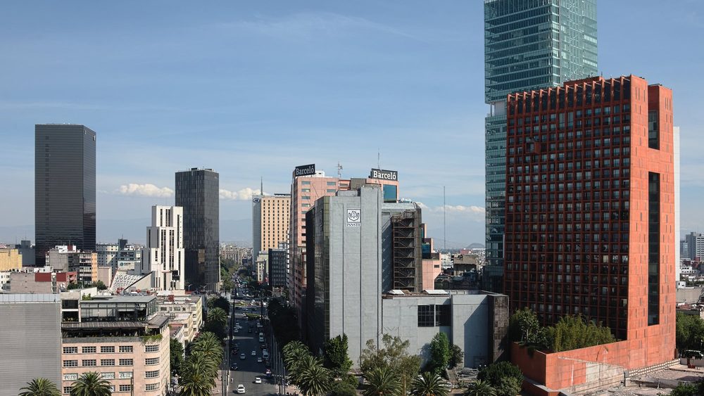Avenida de la Republica and towers in central Mexico City