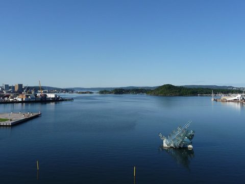 Oslo harbour seen from the Opera House, Norway