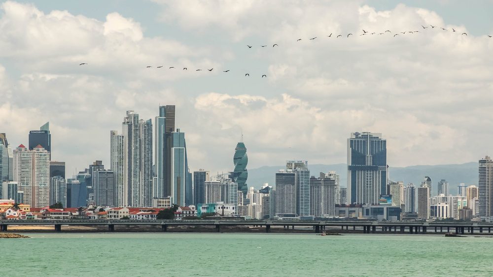 Panama City skyline across the bay, Panama