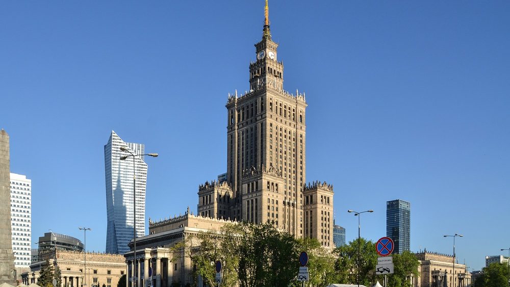 Palace of Culture and Science towering over central Warsaw