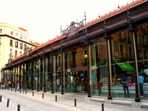 Iron and glass Mercado de San Miguel food market in central Madrid