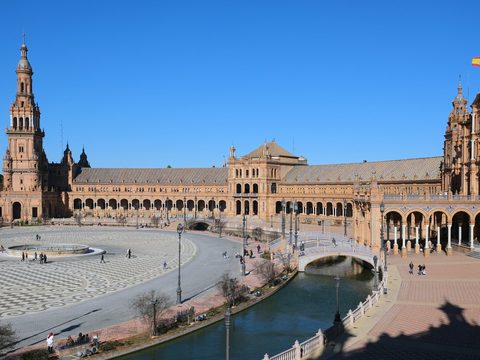 Plaza de Espana in Seville with its canal and tiled pavilions