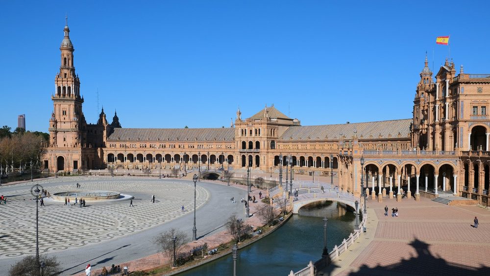 Plaza de Espana in Seville with its canal and tiled pavilions