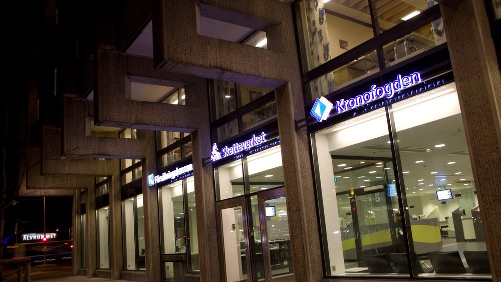 Skatteverket service office in Gothenburg at night