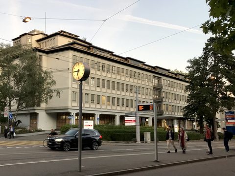 University Hospital Zurich building on a city street