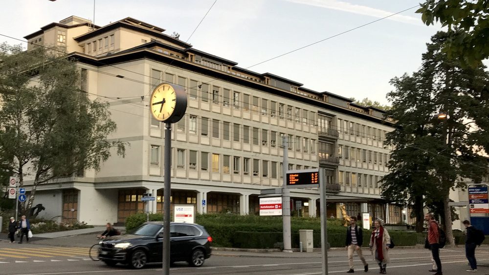 University Hospital Zurich building on a city street
